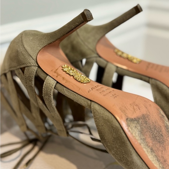 Aquzzura Makes THe Best Suede Shoes! Barely Worn Lace Up Suede Heels. - Picture 5 of 9